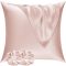 Vielit Szatén Párnahuzat 60x60 cm 2 db + Hajgumi, Rózsaszín, Selyemlágy