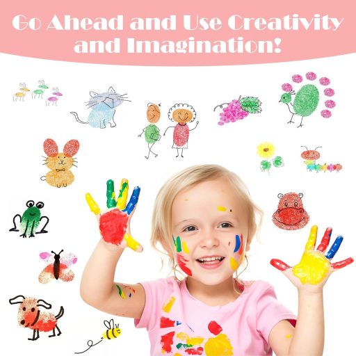 OT-NVWOZR set od 6 jastučića s tintom, 24 boje, perive boje za prste za djecu, DIY set za rukotvorine