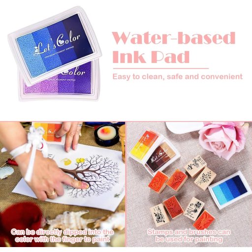 OT-NVWOZR set od 6 jastučića s tintom, 24 boje, perive boje za prste za djecu, DIY set za rukotvorine