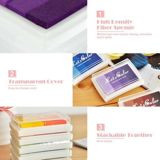 OT-NVWOZR set od 6 jastučića s tintom, 24 boje, perive boje za prste za djecu, DIY set za rukotvorine