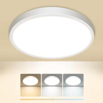   slochi LED Mennyezeti Lámpa Kerek 18cm Fürdőszoba Konyha Hálószoba Flat 3 Színhőmérséklet IP44 Vízálló 1500lm - 1 Stücke 18cm, White