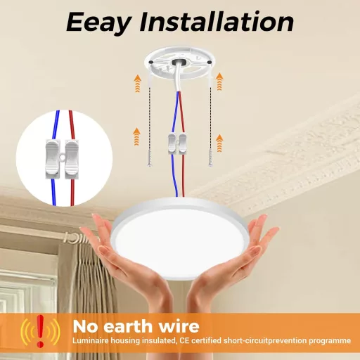 Plafonieră LED slochi rotundă 18 cm, pentru baie, bucătărie, dormitor, plat, 3 temperaturi de culoare, IP44 rezistentă la apă, 1500 lm - 1 bucată, 18 cm, alb