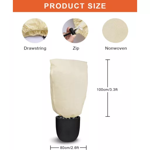 Photener zimska zaštitna navlaka za biljke 100x80cm 2kom Palma Maslina Vreća za zaštitu od smrzavanja s patentnim zatvaračem 80g/m²