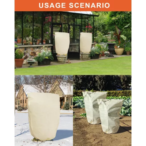 Photener Téli Növényvédő Takaró 100x80cm 2db Pálma Olajfa Fagyvédő Zsákos Védelem Cipzárral 80g/m²