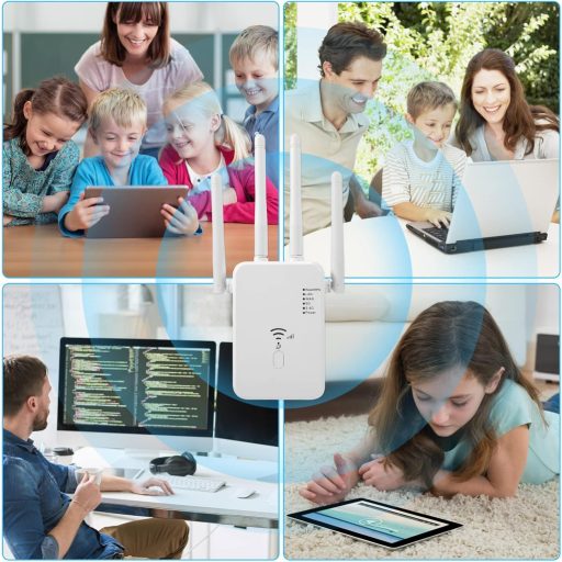 Aenxwa WiFi Jelerősítő 1200 Mbit/s Dual Band 2.4+5 GHz - 4 Antennás Vezeték Nélküli Hálózati Repeater Router Üzemmóddal és LAN/WAN Porttal