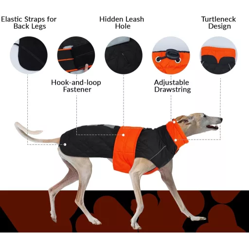 PUMYPOREITY Greyhound Téli Kabát XXXL Vízálló Polár Kutyaruha Piros