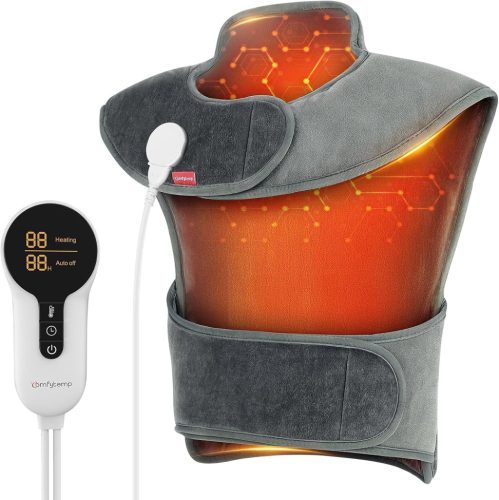 Pernă încălzitoare Comfytemp cu infraroșu, cu greutate, pentru gât și umeri, 1,1 kg, 6 trepte de căldură, temporizator 1-3 ore, 57x50 cm, lavabilă