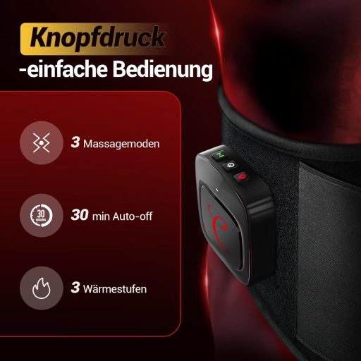 Comfytemp Infravörös Hátmasszázs Öv Akkumulátorral, 10 Hőfok 5 Vibrációs Mód App Vezérléssel 27x155cm Vezeték Nélküli Melegítő Öv