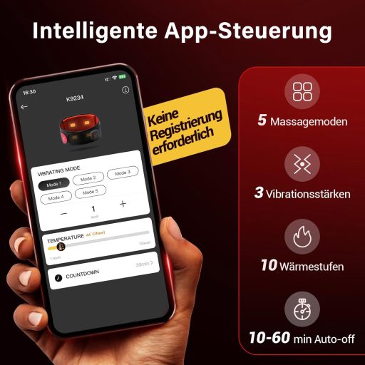 Comfytemp Infravörös Hátmasszázs Öv Akkumulátorral, 10 Hőfok 5 Vibrációs Mód App Vezérléssel 27x155cm Vezeték Nélküli Melegítő Öv