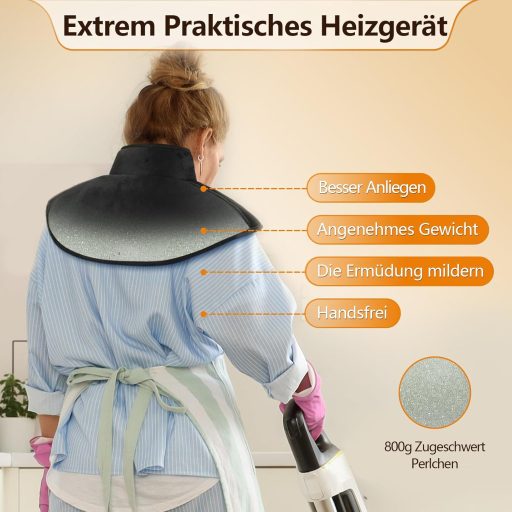 Comfytemp Vezeték Nélküli Súlyozott Nyak- és Vállfűtőpárna 36Wh Akkumulátorral, 1,1kg, 3 Hőfokszinttel, 52x25cm, Automata Kikapcsolással