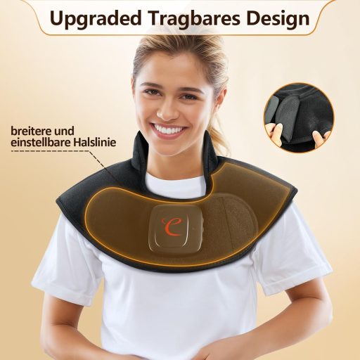 Pernă electrică cu greutate Comfytemp fără fir pentru gât și umeri, cu baterie de 36Wh, 1,1kg, 3 niveluri de căldură, 52x25cm, cu oprire automată