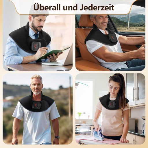 Pernă electrică cu greutate Comfytemp fără fir pentru gât și umeri, cu baterie de 36Wh, 1,1kg, 3 niveluri de căldură, 52x25cm, cu oprire automată