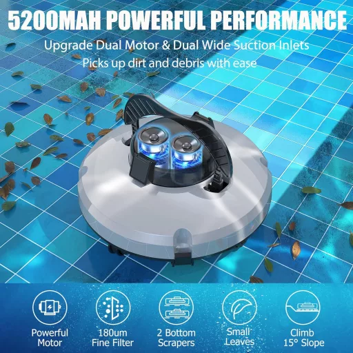 Baopilong Wireless Robot Medence Porszívó 120 Perc Futásidő 1000m²