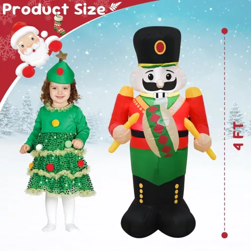 Ycolnaefllr 240cm Felfújható Hóember és Pingvin LED Világítással Karácsonyi Dekoráció