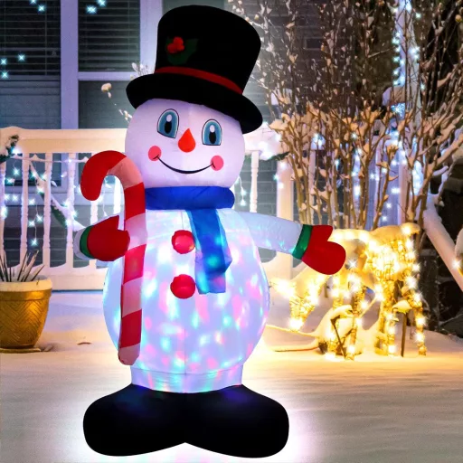 Ycolnaefllr 150cm Felfújható Hóember LED Világítással Karácsonyra