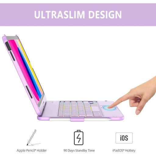 KARFUN iPad 10/11 Billentyűzetes Tok 360° Forgatható Bluetooth QWERTZ Trackpad