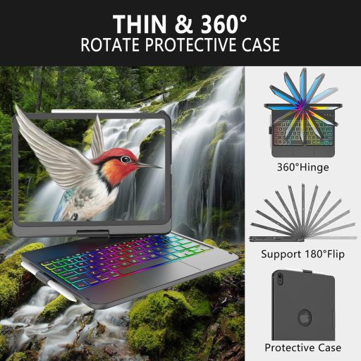 KARFUN iPad 10/11 Tok Billentyűzettel 360° Forgatható Bluetooth QWERTZ Trackpad