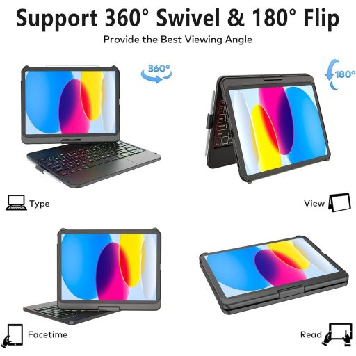 KARFUN iPad 10/11 Tok Billentyűzettel 360° Forgatható Bluetooth QWERTZ Trackpad