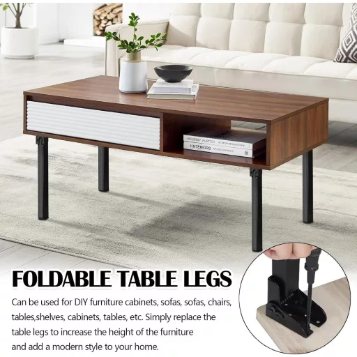 BONJUME 4 db fém asztalláb 60 cm összecsukható bútor láb fekete