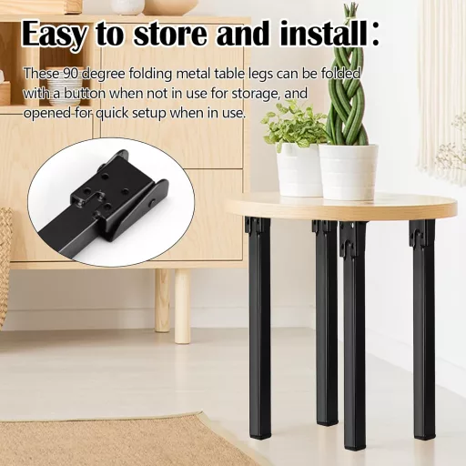 BONJUME 4 db fém asztalláb 60 cm összecsukható bútor láb fekete