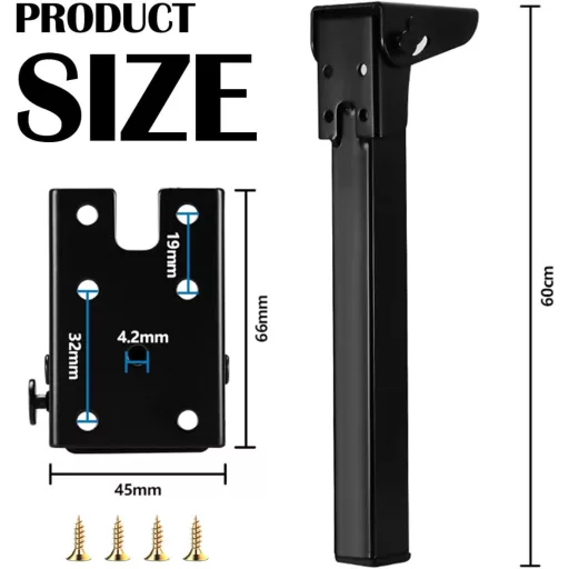 BONJUME 4 db fém asztalláb 60 cm összecsukható bútor láb fekete