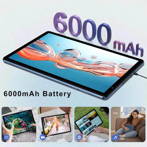 Tabletă BIEGEDY B22 10", Android 14 Octa-Core, 20GB RAM, 128GB Stocare, 5G WiFi, Bluetooth 5.0, Baterie 6000mAh, cu Tastatură și Mouse