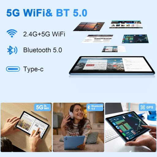 Tabletă BIEGEDY B22 10", Android 14 Octa-Core, 20GB RAM, 128GB Stocare, 5G WiFi, Bluetooth 5.0, Baterie 6000mAh, cu Tastatură și Mouse