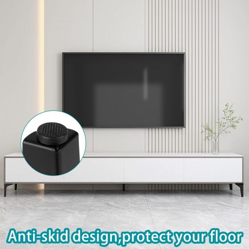 MHYMX Čierne Nábytkové Nohy 15 cm - 4 ks Kovové Nohy na Skrinky s Gumovou Podložkou, Nosnosť 500 kg, Nábytková Noha pre Skrine, Police, Postele, Pohovky