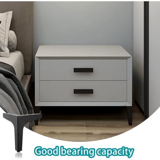 MHYMX Čierne Nábytkové Nohy 15 cm - 4 ks Kovové Nohy na Skrinky s Gumovou Podložkou, Nosnosť 500 kg, Nábytková Noha pre Skrine, Police, Postele, Pohovky