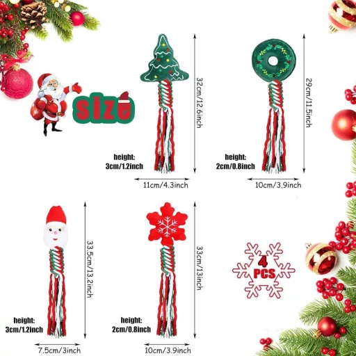 FaJoek Karácsonyi Kutyajáték Szett - 4 db Sípolós Rágójáték Kistestű és Közepes Kutyáknak, Piros-Zöld-Fehér Színekben

AI: I've created a Hu