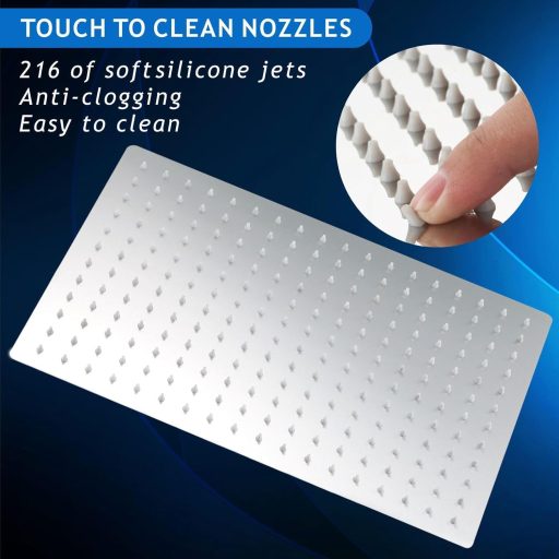 Voolan 40,5 cm négyzet alakú esőzuhany rozsdamentes acél fali mennyezeti szereléshez