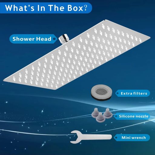 Voolan 40,5 cm négyzet alakú esőzuhany rozsdamentes acél fali mennyezeti szereléshez