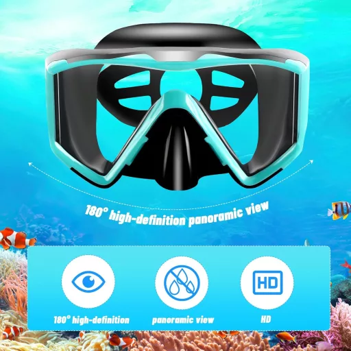 Collazoey Snorkel szett felnőtteknek száraz szeleppel, páramentes búvármaszk, edzett üveglencse - Black/green