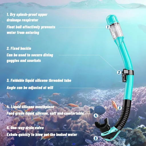Collazoey Snorkel szett felnőtteknek száraz szeleppel, páramentes búvármaszk, edzett üveglencse - Black/green