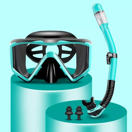 Collazoey Snorkel szett felnőtteknek száraz szeleppel, páramentes búvármaszk, edzett üveglencse - Black/green