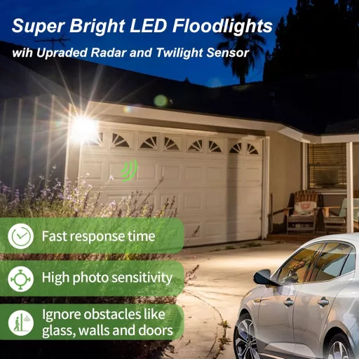 Fosingut 100W LED Reflektor Mozgásérzékelővel - 10000 Lumen Kültéri Lámpa, 6500K, IP66 Vízálló Falvilágítás Garázshoz, Pincéhez, Kerthez