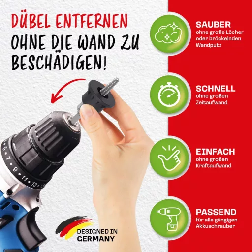 Adaptor extractor de dibluri Dübelix pentru mașini de găurit și înșurubat - Pentru pereți fără deteriorări