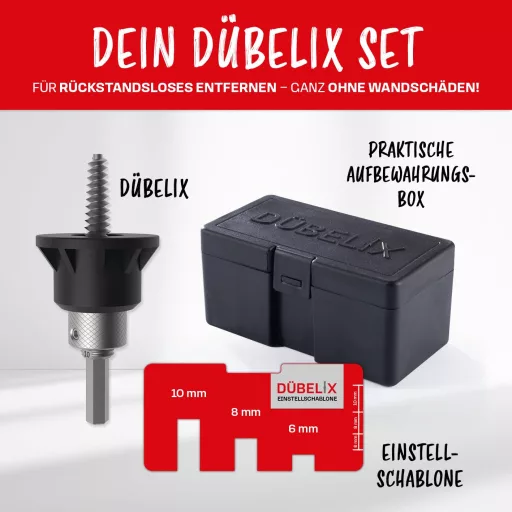 Adaptor extractor de dibluri Dübelix pentru mașini de găurit și înșurubat - Pentru pereți fără deteriorări