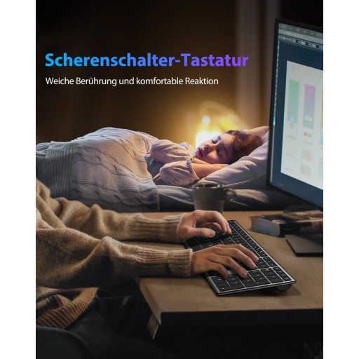 OMOTON Alumínium Bluetooth Billentyűzet Vezeték Nélküli Mac Kompatibilis Ergonomikus