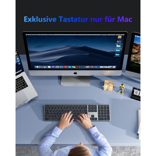 OMOTON Alumínium Bluetooth Billentyűzet Vezeték Nélküli Mac Kompatibilis Ergonomikus