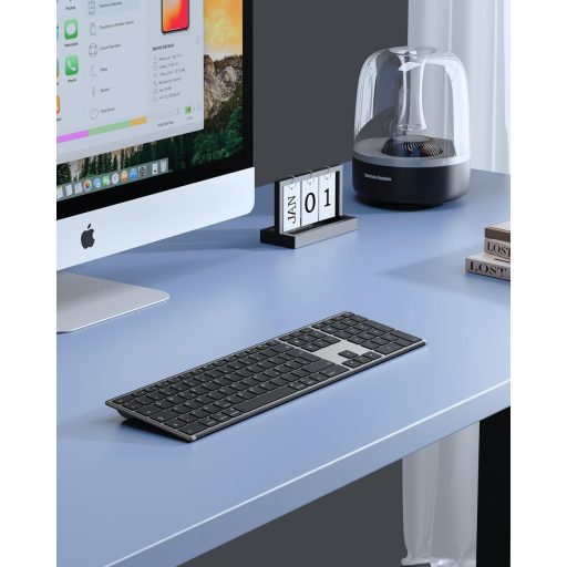 OMOTON Alumínium Bluetooth Billentyűzet Vezeték Nélküli Mac Kompatibilis Ergonomikus