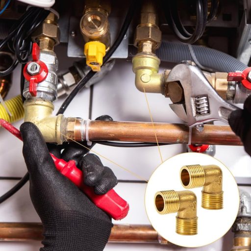 Beatific 2 db-os sárgaréz 90°-os könyök, 1/2" külső menetes csatlakozó, DN15 ivóvíz-kompatibilis szerelvény fűtési és vízvezeték rendszerekh