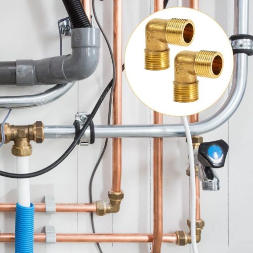 Beatific 2 komada mjedeno koljeno 90°, 1/2" muški navojni priključak, DN15 fiting kompatibilan s pitkom vodom za sustave grijanja i vodovoda