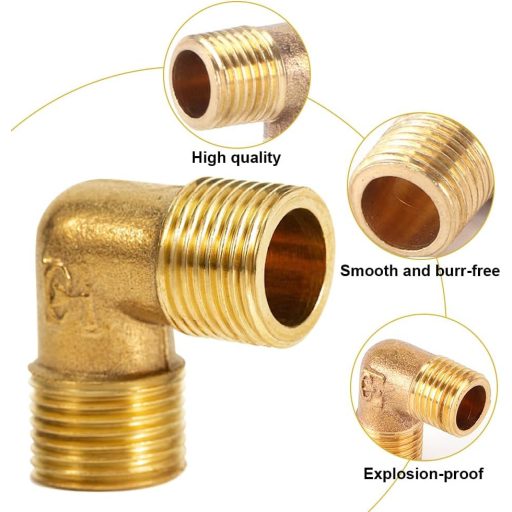 Set de 2 racorduri alama Beatific, cot la 90°, filet exterior 1/2", fiting DN15 compatibil cu apă potabilă, pentru sisteme de încălzire și sanitare