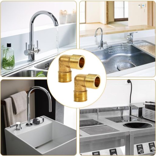 Set de 2 racorduri alama Beatific, cot la 90°, filet exterior 1/2", fiting DN15 compatibil cu apă potabilă, pentru sisteme de încălzire și sanitare