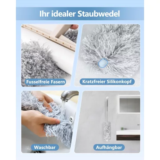 Aspirator telescopic Fogray cu prelungire și aplicator moale din silicon pentru îndepărtat pânzele de păianjen