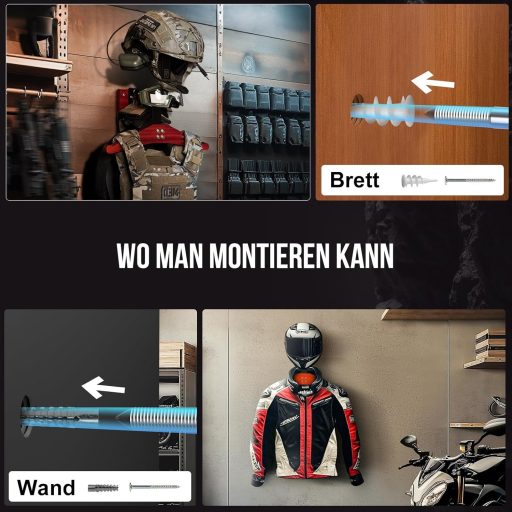 Suport de perete pentru haine moto OneTigris 2.0 - Suport pentru cască și echipament moto, 80 kg