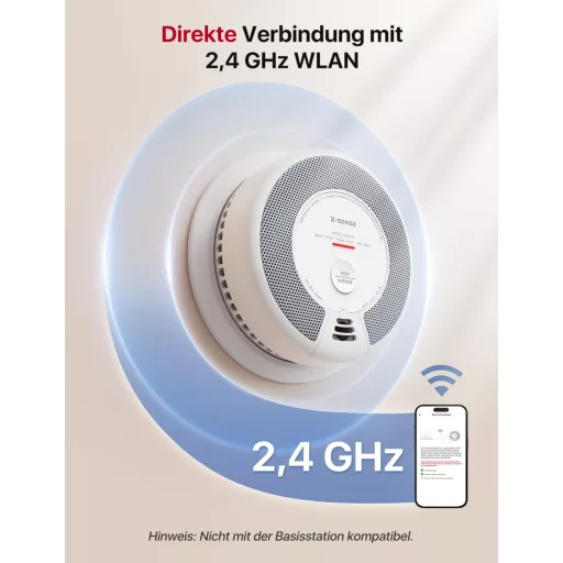 Detector de fum și monoxid de carbon X-Sense WiFi, cu baterie înlocuibilă, detector combinat inteligent 2-în-1, cu aplicația de securitate pentru casă X-Sense