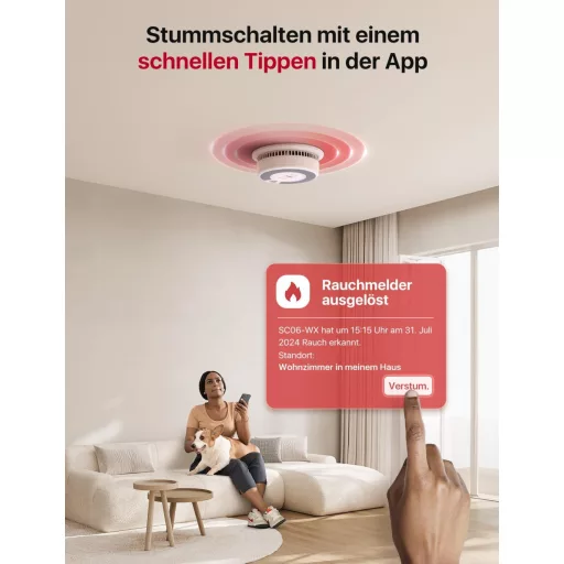 Detector de fum și monoxid de carbon X-Sense WiFi, cu baterie înlocuibilă, detector combinat inteligent 2-în-1, cu aplicația de securitate pentru casă X-Sense
