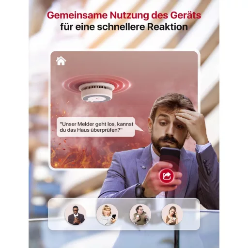 Detector de fum și monoxid de carbon X-Sense WiFi, cu baterie înlocuibilă, detector combinat inteligent 2-în-1, cu aplicația de securitate pentru casă X-Sense